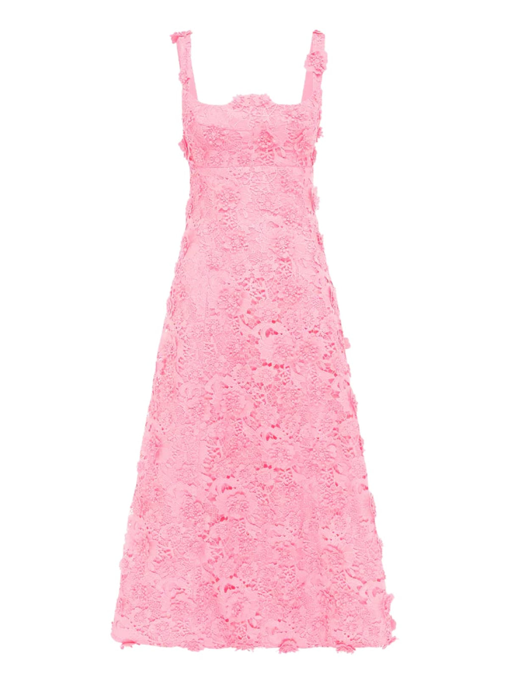 Triven Square Collar Flower Midi Dress