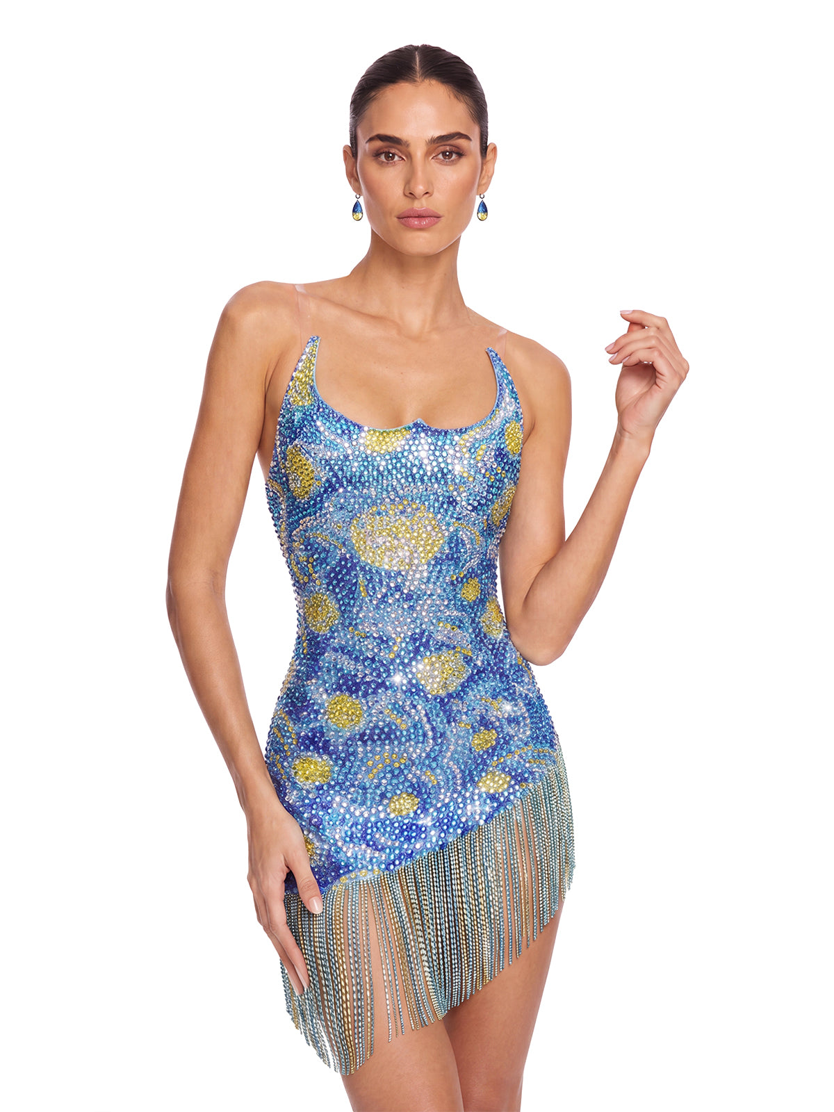 Ulven Rhinestone Fringe Mini Dress