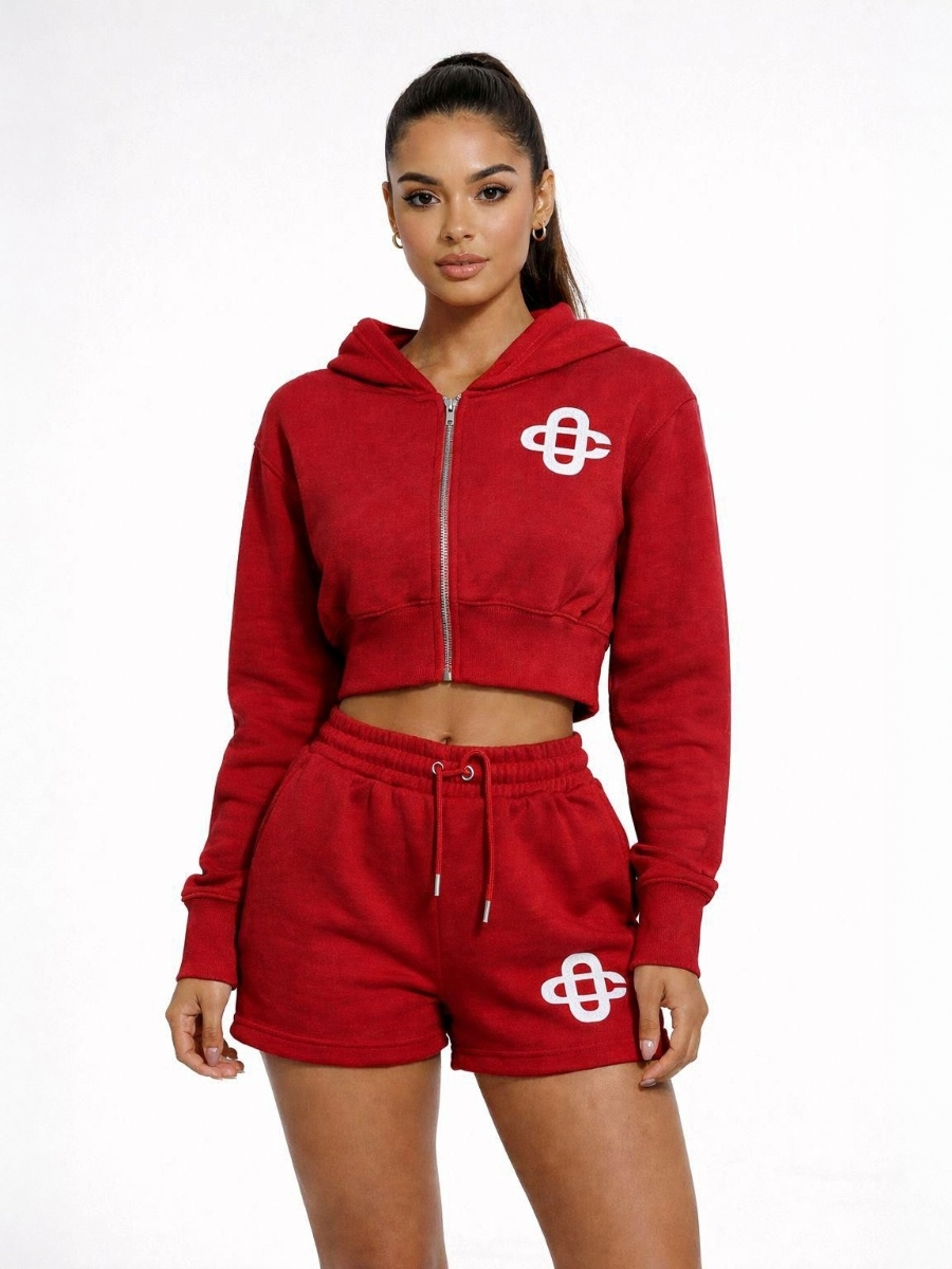 Cropped Zip Up Hoodie & Shorts Co-ord