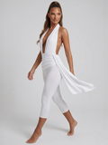 Plunge Halter Neck Ruched Jumpsuit