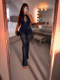 Buckle Detail Sleeveless Lace Jumpsuit