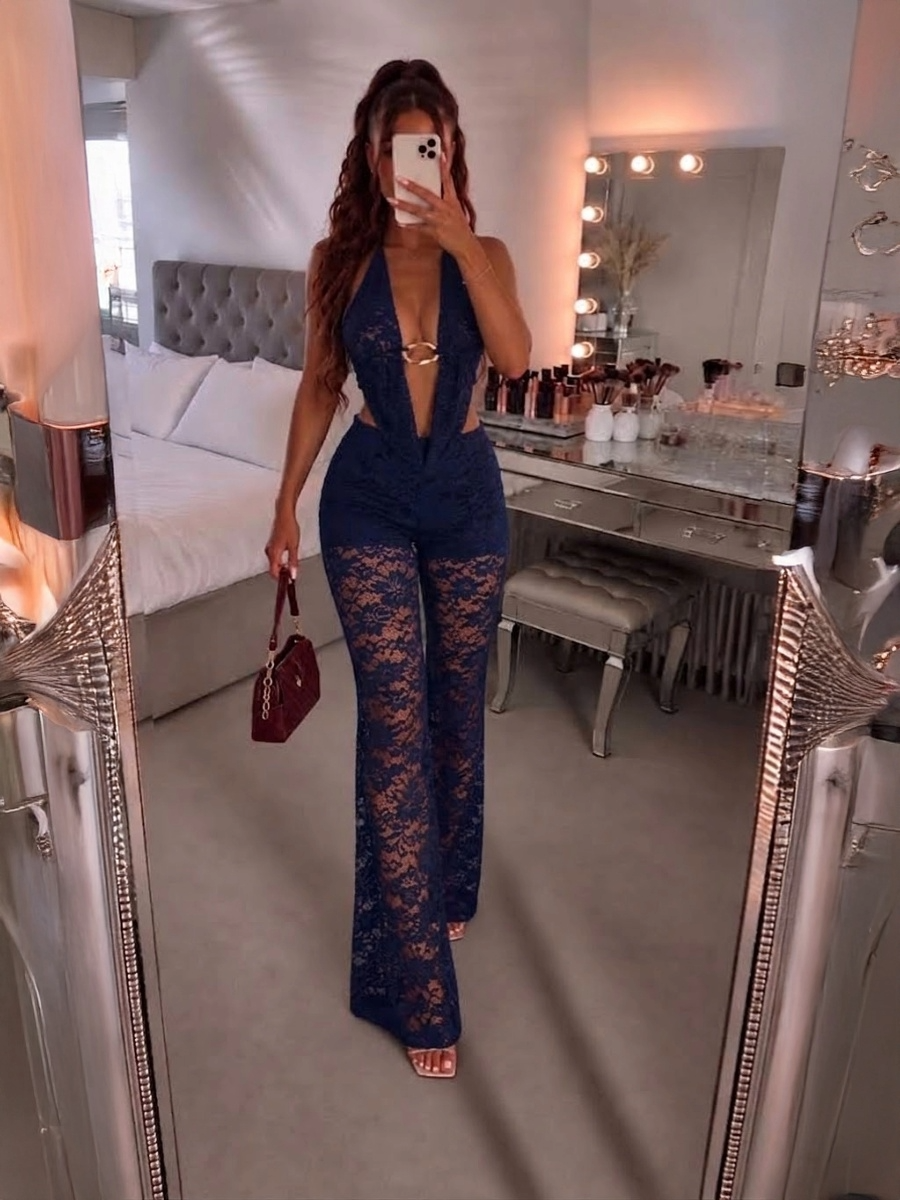 Lace Buckle Detail Top & Trouser Co-Ord Set