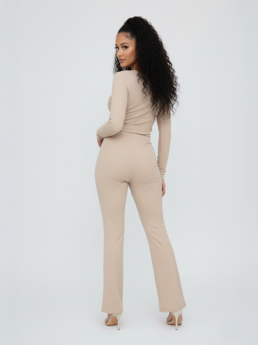 Long Sleeve Button Top & Wide Leg Trouser Set