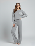 Long Sleeve Knitted Top & Wide Leg Trousers Co-ord