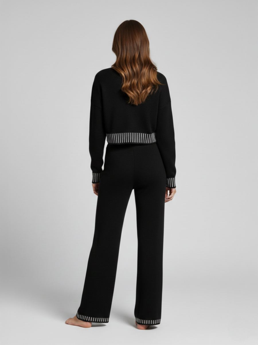 Knitted Cropped Cardigan & Wide Leg Trouser Co-ord