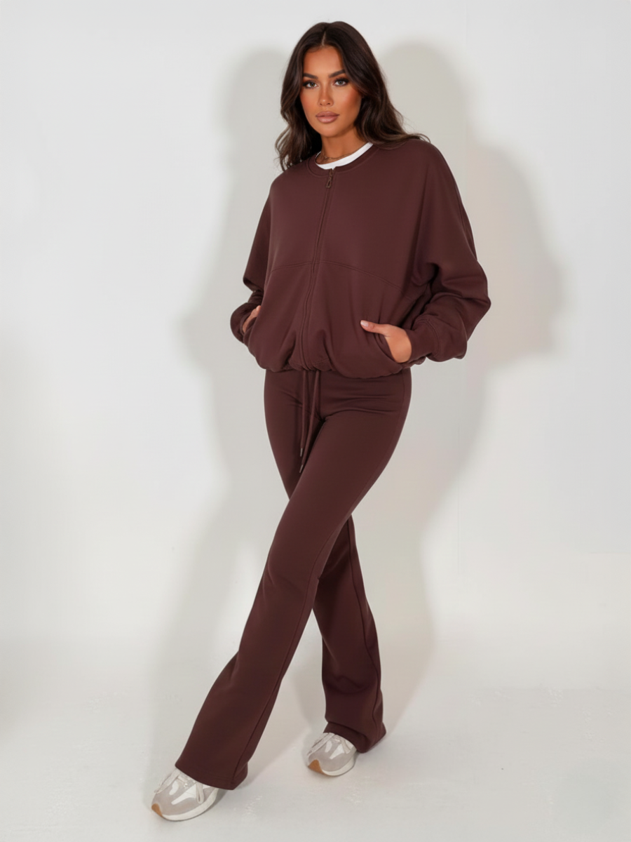 Oversized Bubble Hem Jacket and Trouser Loungewear Set