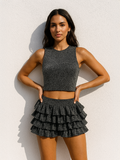 Lurex Crop Top & Ruffle Mini Skort Co-ord
