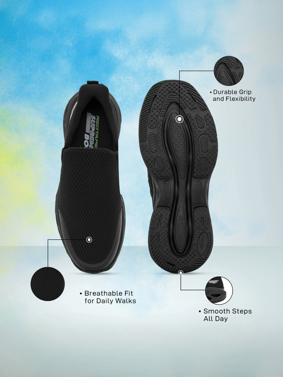 RedTape Mens Arix Cushioned Mesh Walking Slip-Ons
