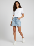 Crucifix Embroidered Denim Skirt