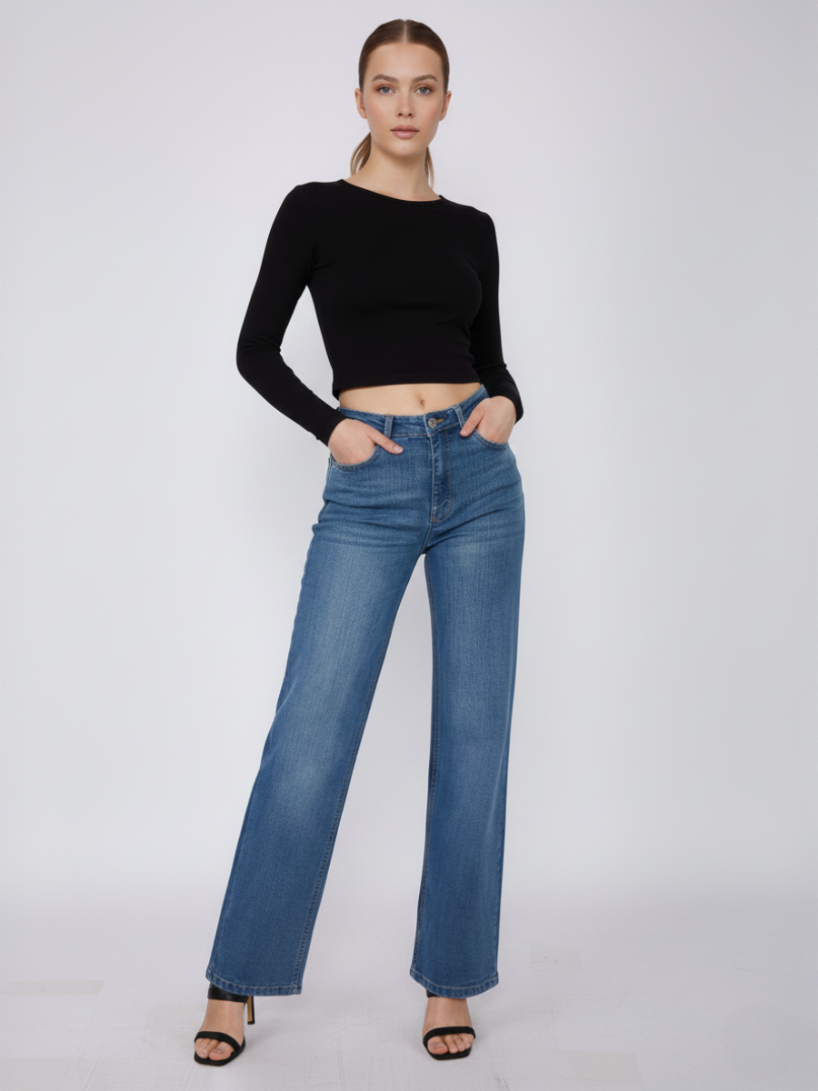 Straight Leg Denim Jeans