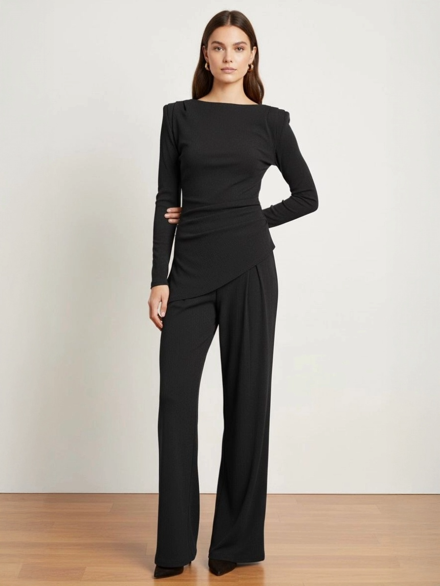 Asymetric Long Sleeve Top and Trouser Co-Ord