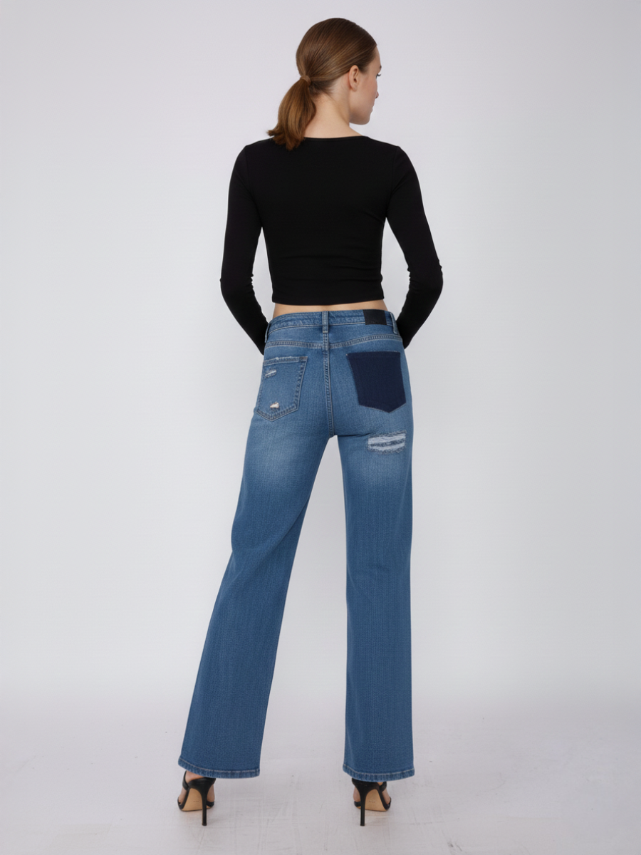 Straight Leg Denim Jeans