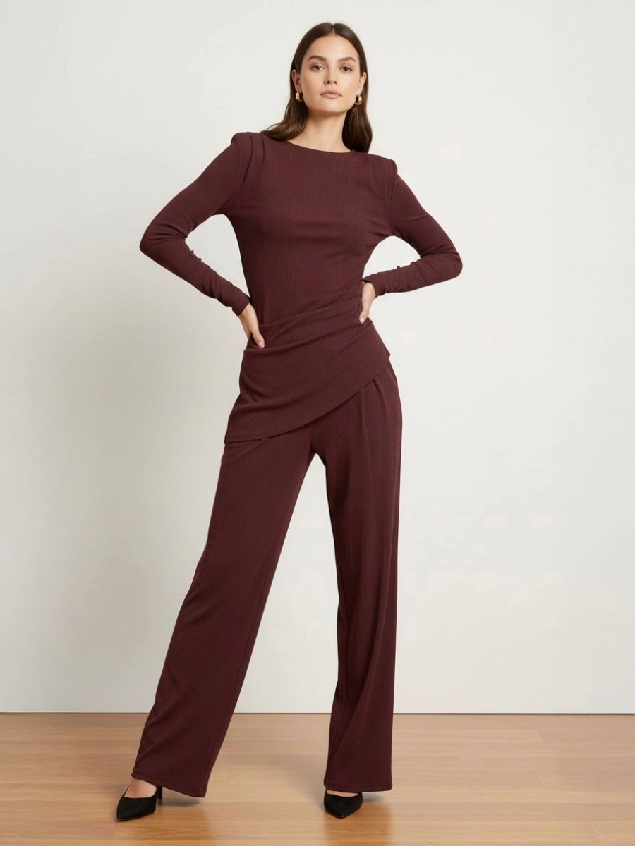 Asymetric Long Sleeve Top and Trouser Co-Ord