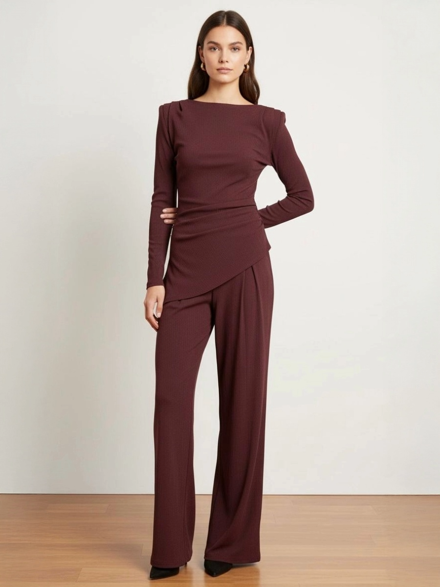 Asymetric Long Sleeve Top and Trouser Co-Ord