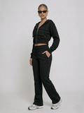 Front Pocket Hooded Top & Fold Over Waist Trouser Fleece Set