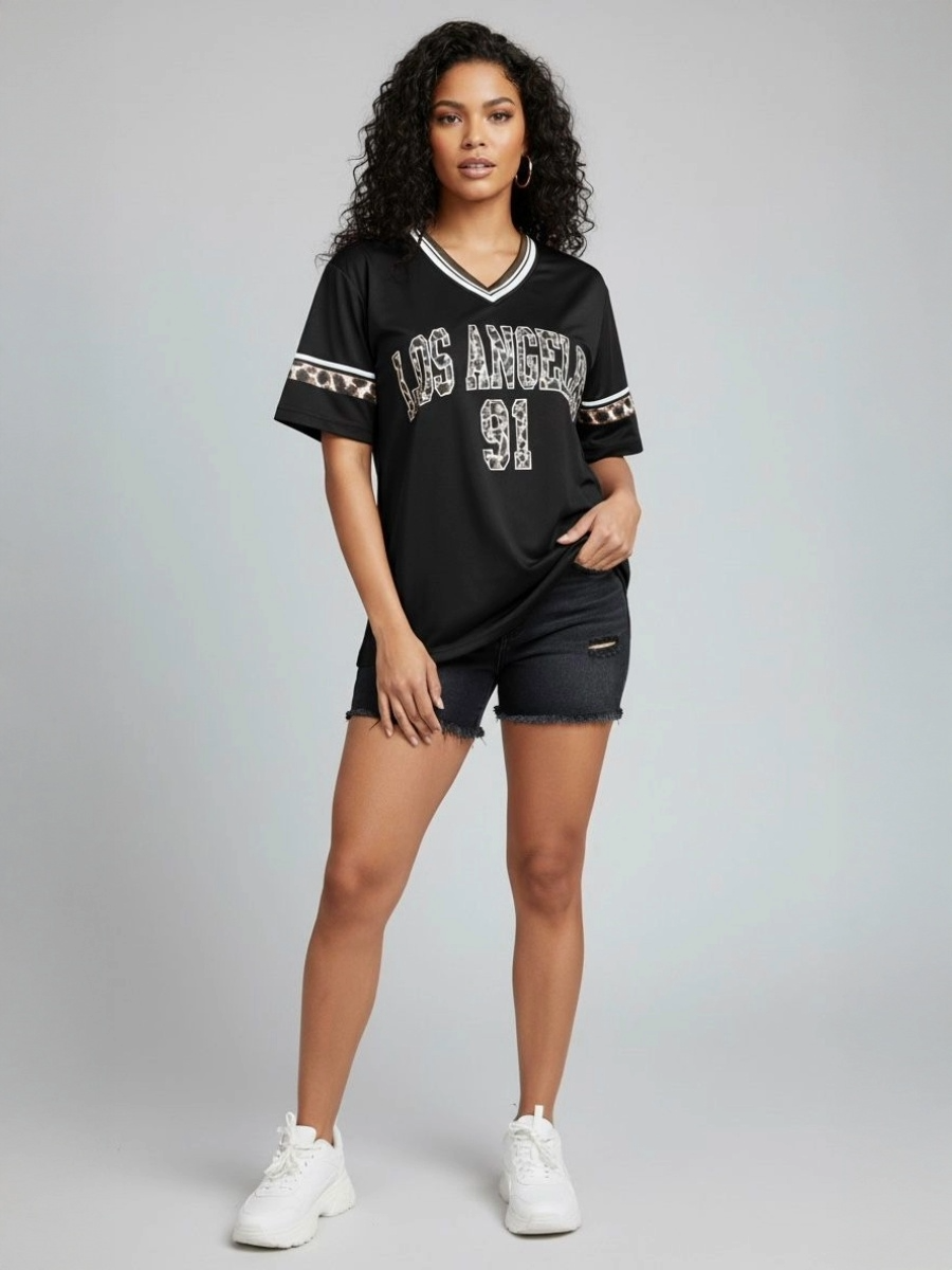 Leopard Print Los Angeles 91 Jersey T-Shirt