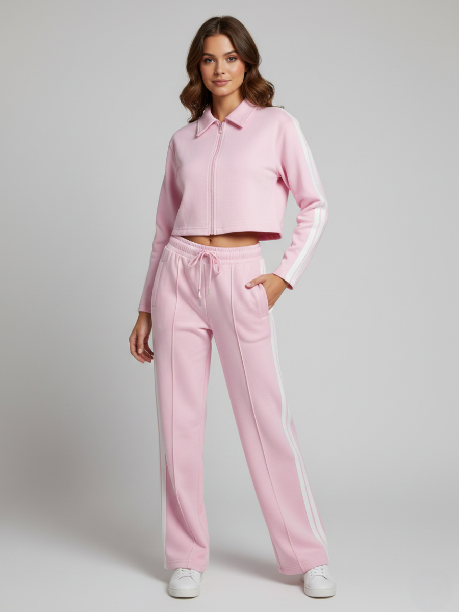 Stripe Zip Up Tracktop & Jogger Set