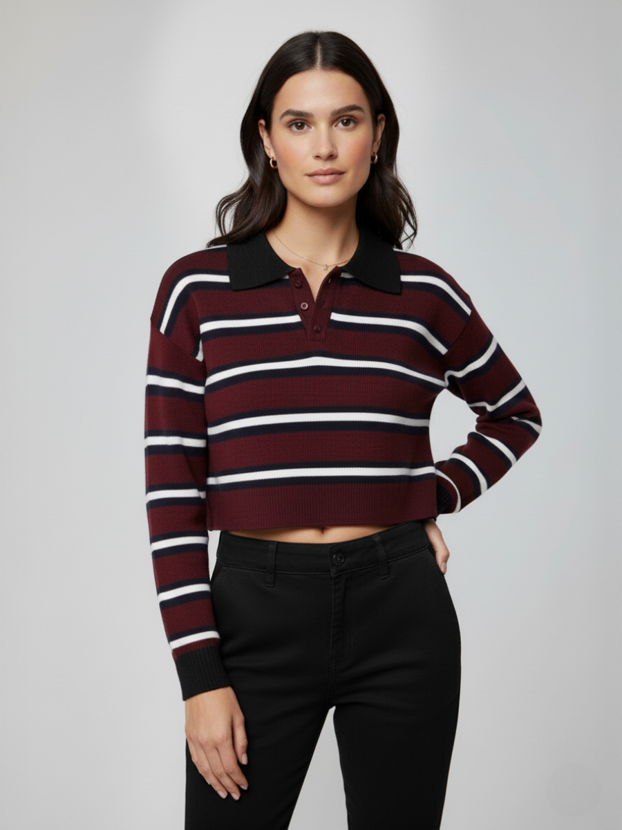 Knitted Rugby Cropped Jumper