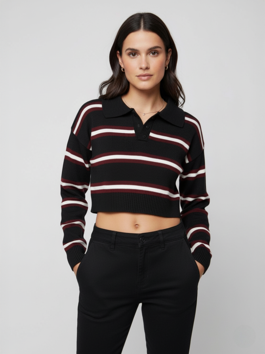 Knitted Rugby Cropped Jumper