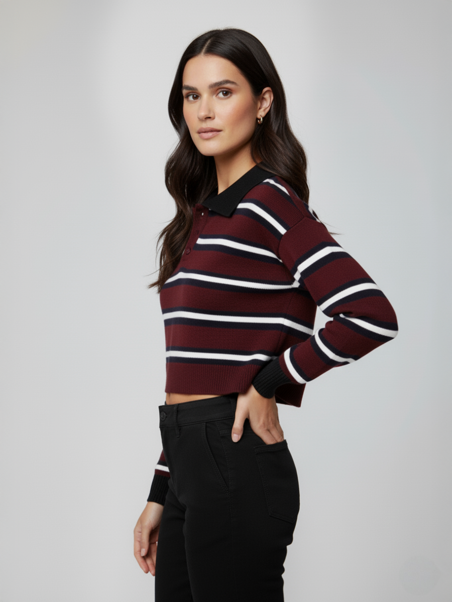 Knitted Rugby Cropped Jumper