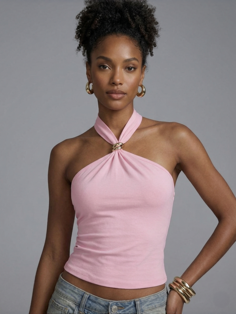 Slinky Buckle Detail Crop Top