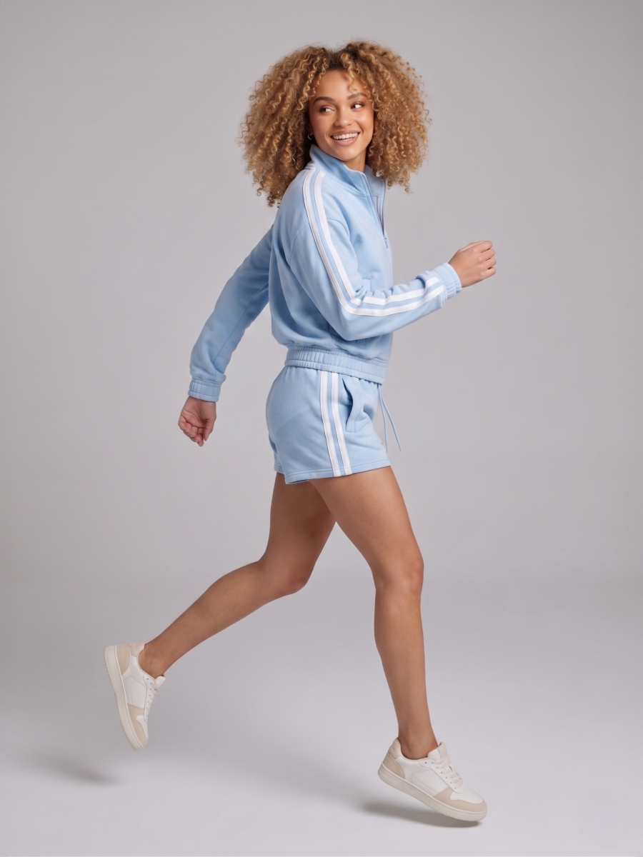 Stripe Detail Top & Shorts Fleece Co-ord