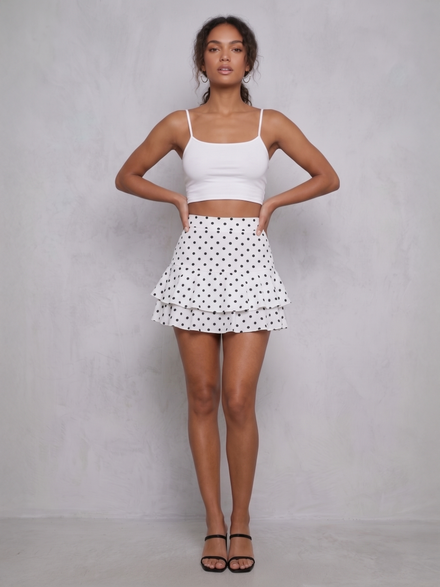 Polka Dot Multi Layer Frill Mini Skort