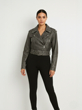 Washed PU Biker Jacket