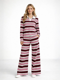 Striped Collar Top and Wide Leg Trouser Co-Ord
