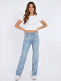 Wide Leg Star Studded Front Denim Jeans