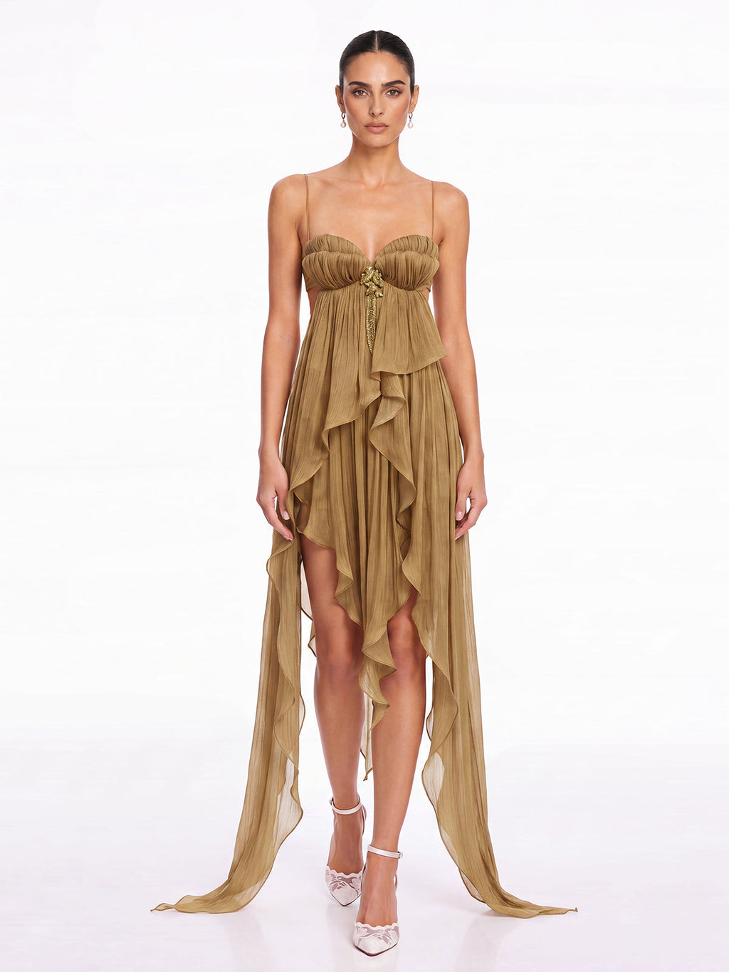 Vareno Spaghetti Ruffle Dress