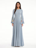 Vestra Flared Sleeve Flower Maxi Dress