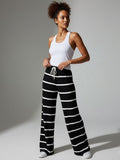 Striped High Waist Flared Trousers