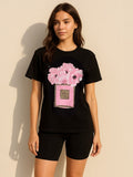 Floral Perfume Graphic Printed T-Shirt
