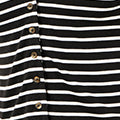 Yumi Black Striped Cotton Jersey Lettuce Trim T-Shirt