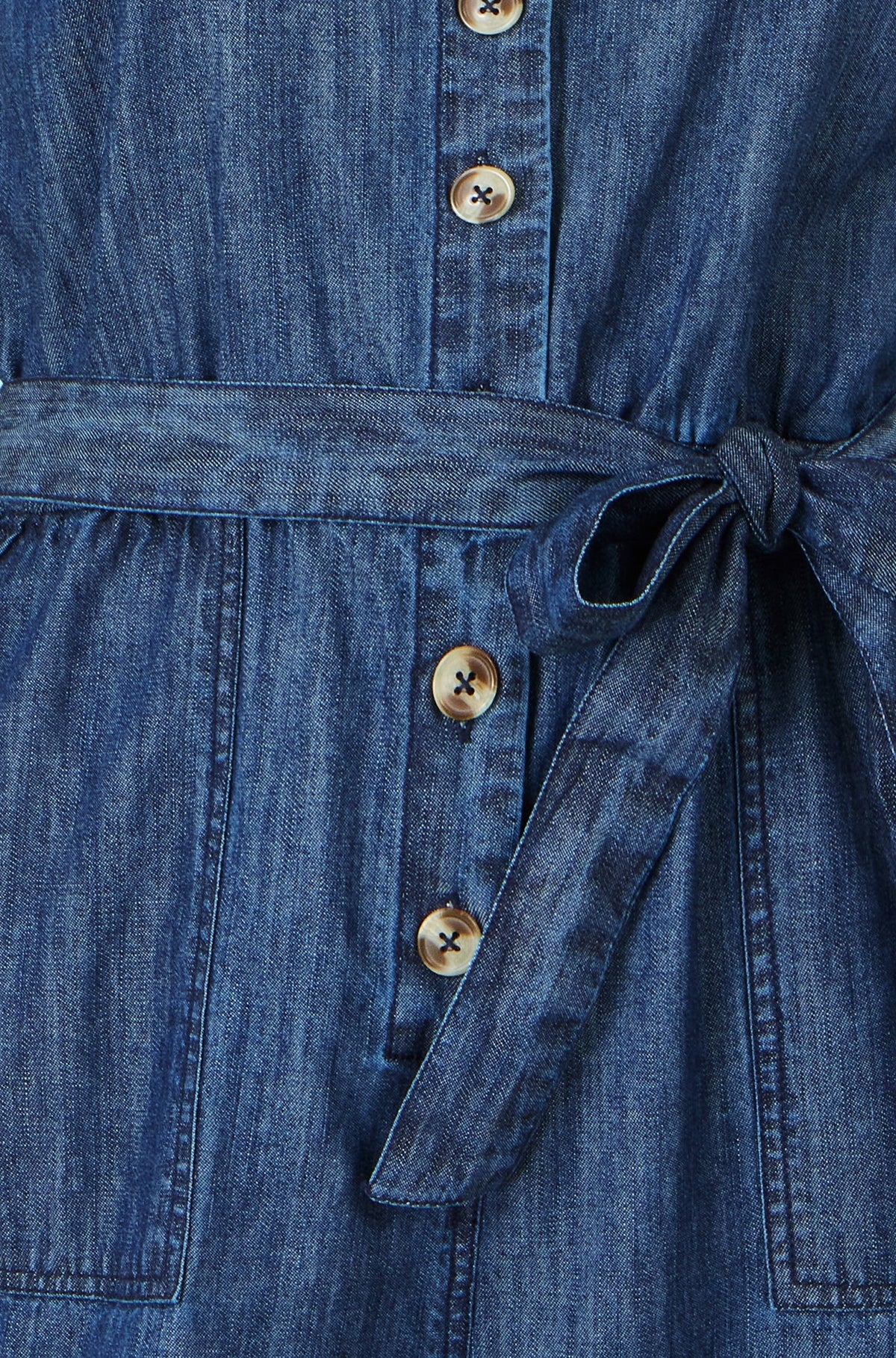 Yumi Blue Chambray Button Through Jumpsuit