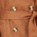 Yumi Brown Faux Suede Trench Coat