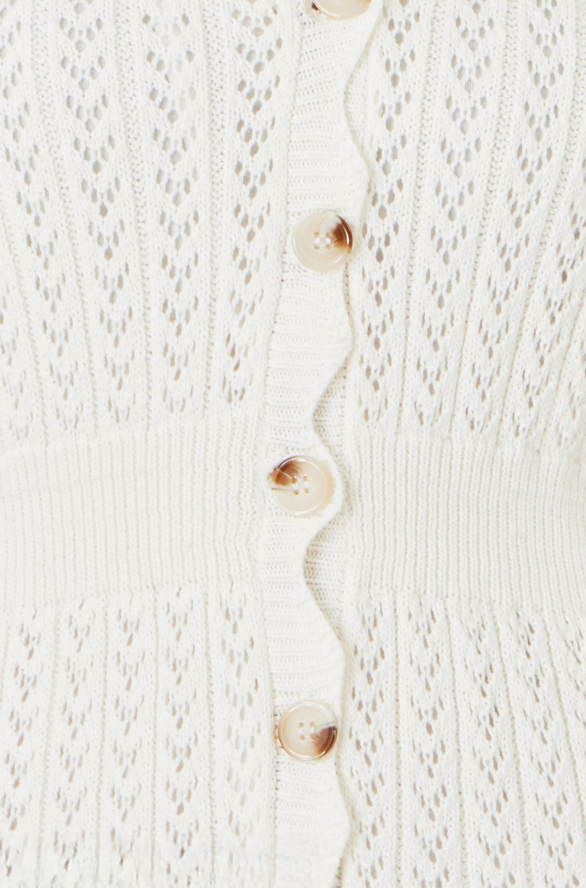 Yumi Ivory Cotton Scallop Crochet Knitted Dress