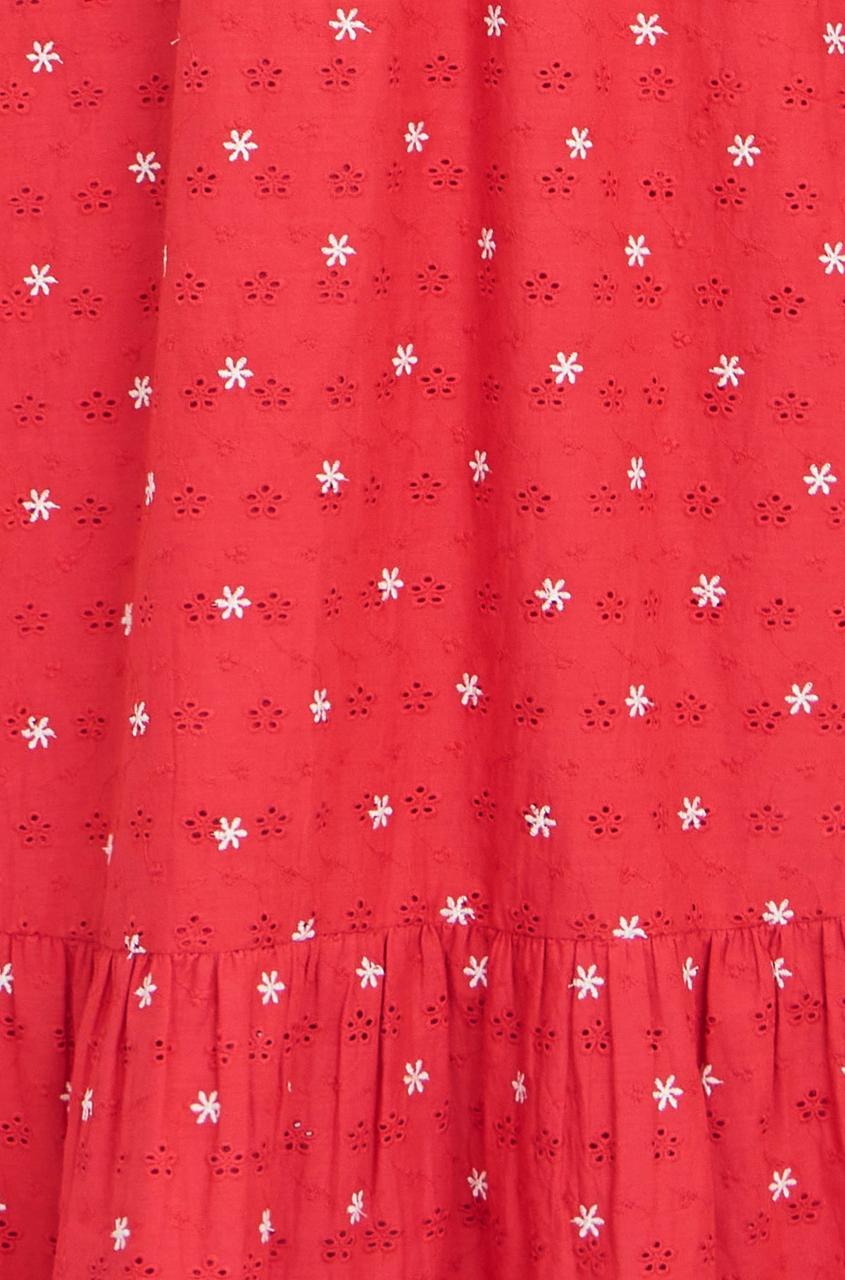 Yumi Red Broderie Anglaise Wrap Midi Dress With Flower Embroidery