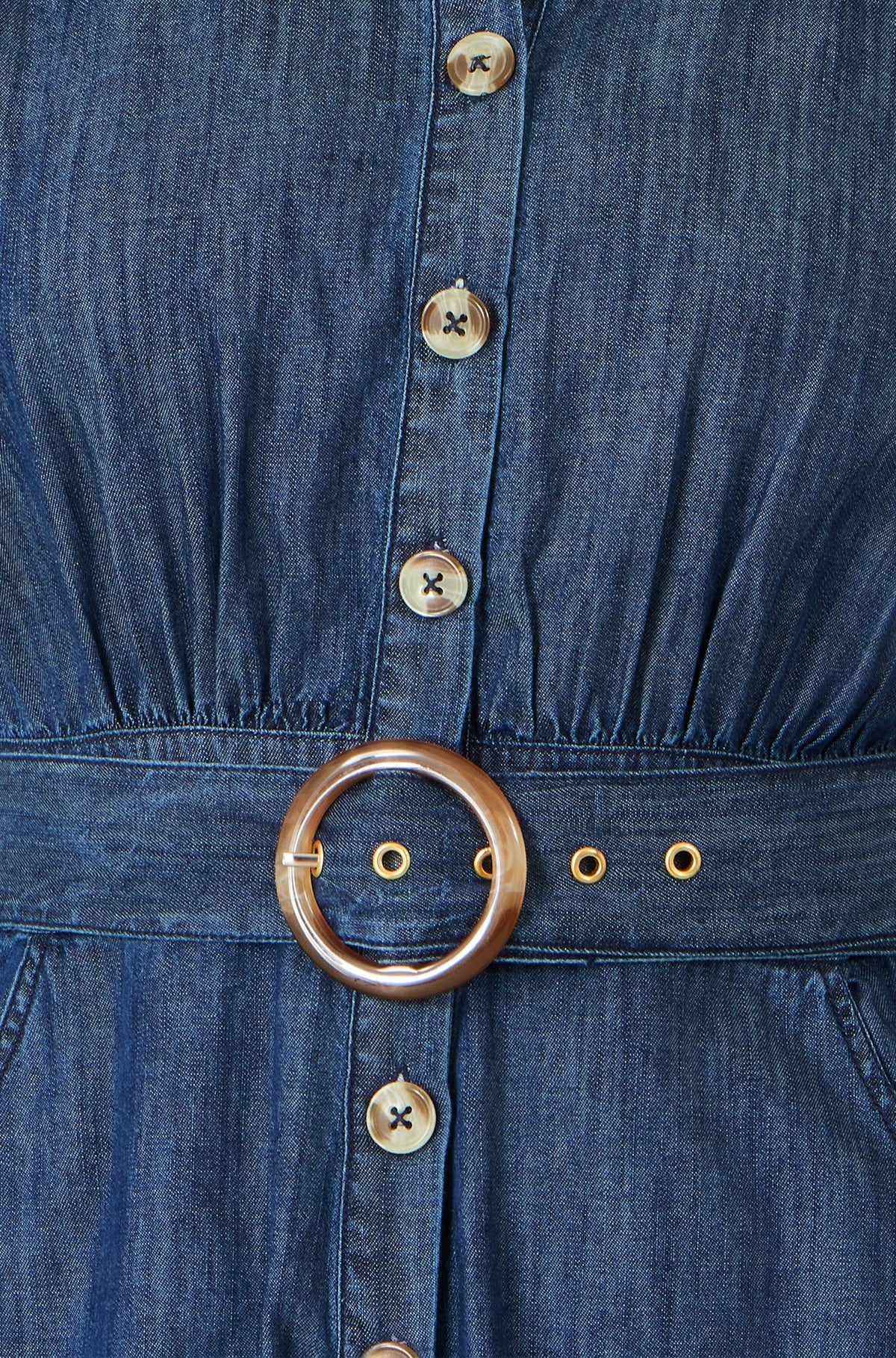 Yumi Blue Chambray Cotton Playsuit