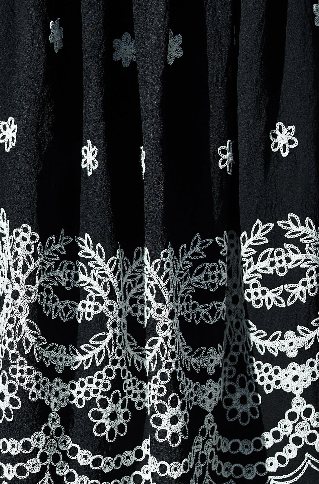 Yumi Black Embroidered Midi Skirt