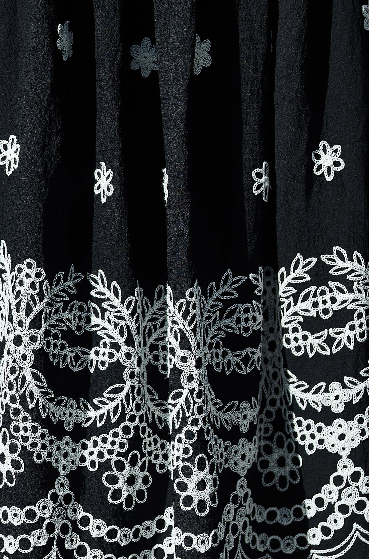 Yumi Black Embroidered Midi Skirt