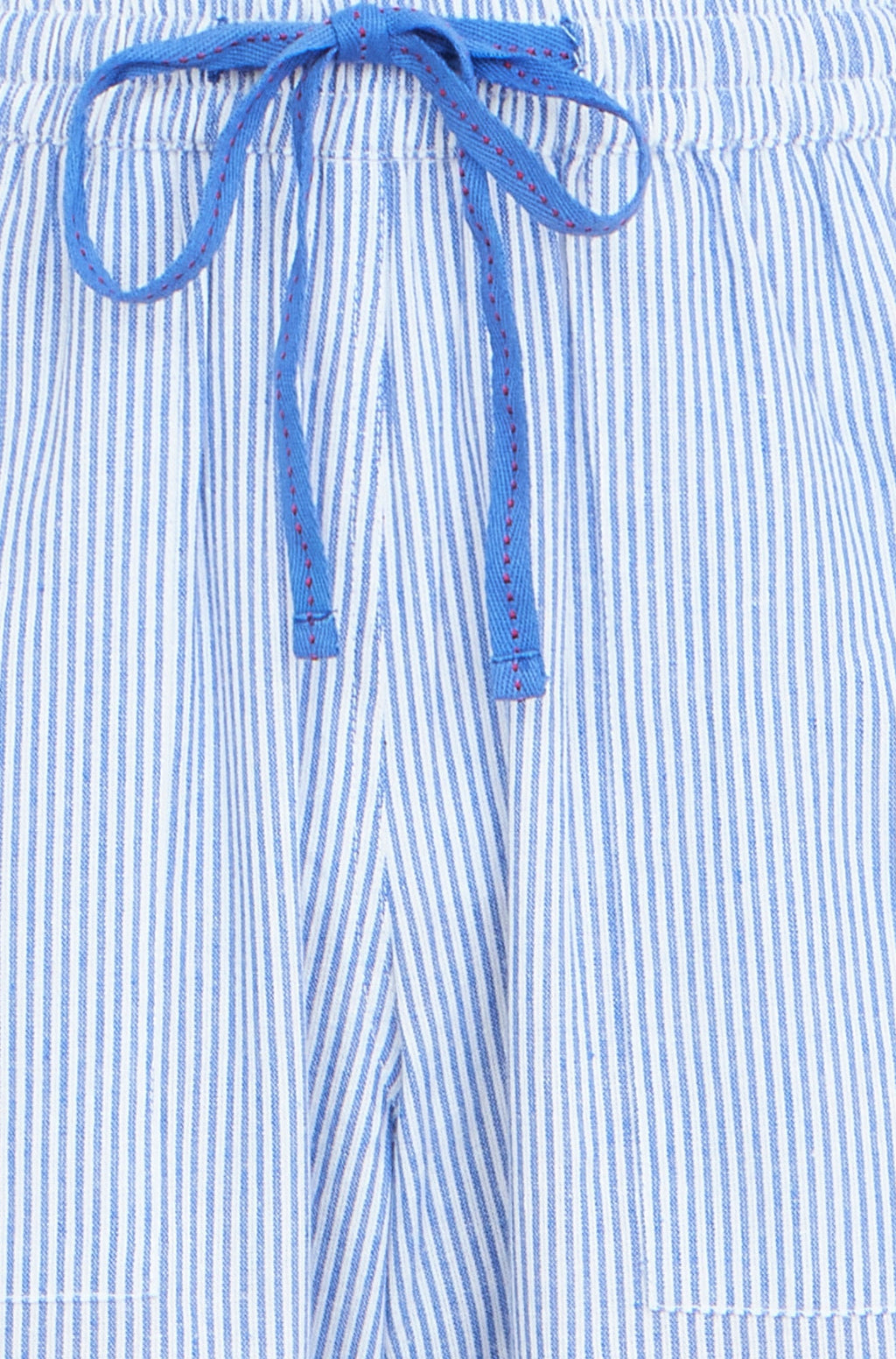 Yumi Blue Cotton Stripe Cropped Trousers
