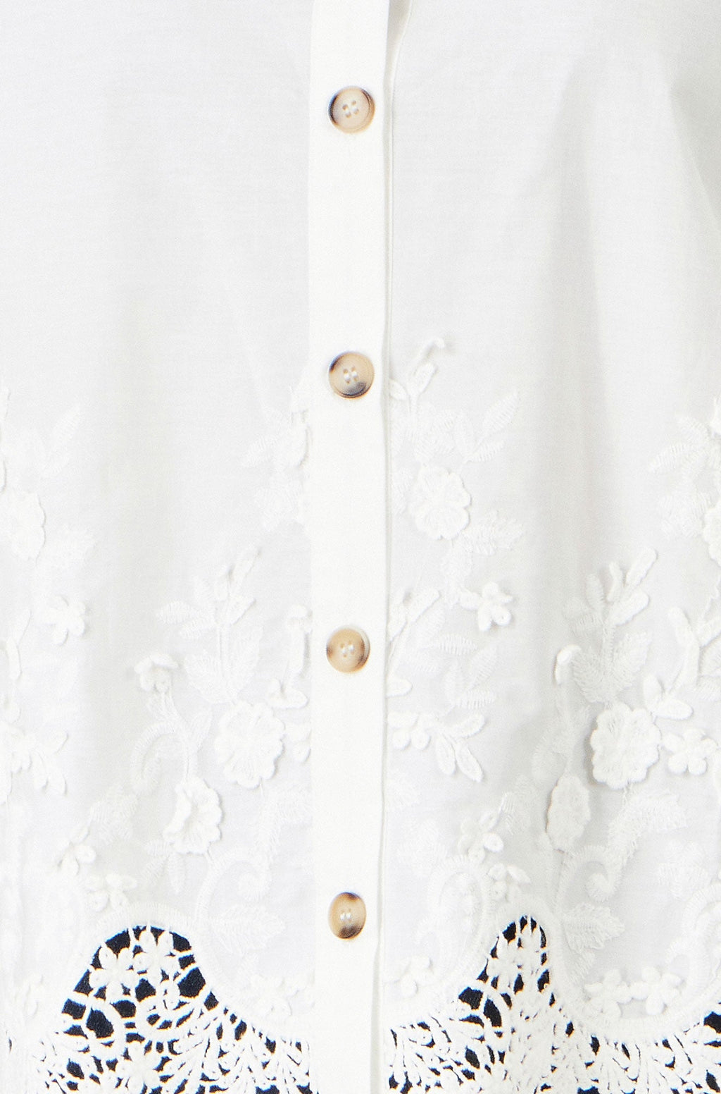 Yumi White Cotton Lace Border Shirt
