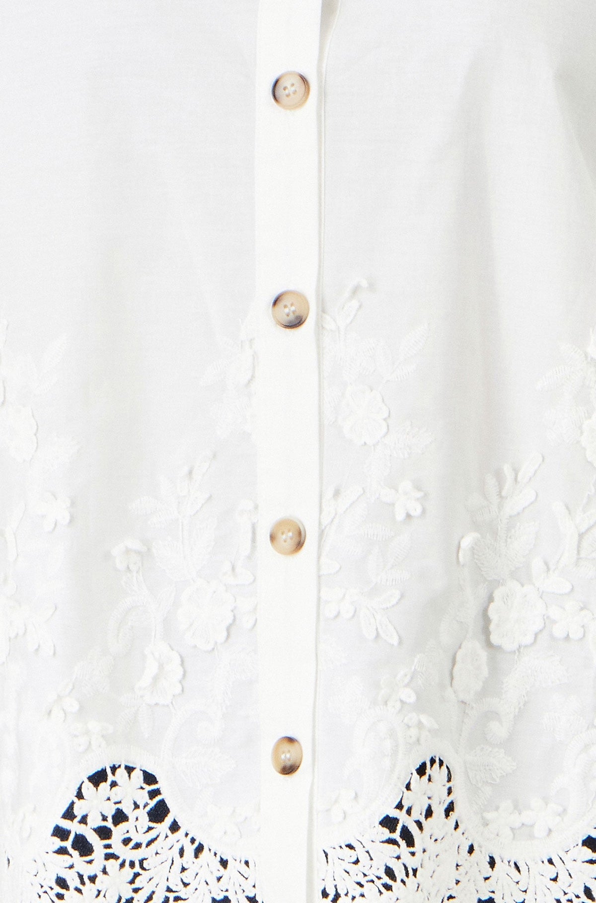 Yumi White Cotton Lace Border Shirt