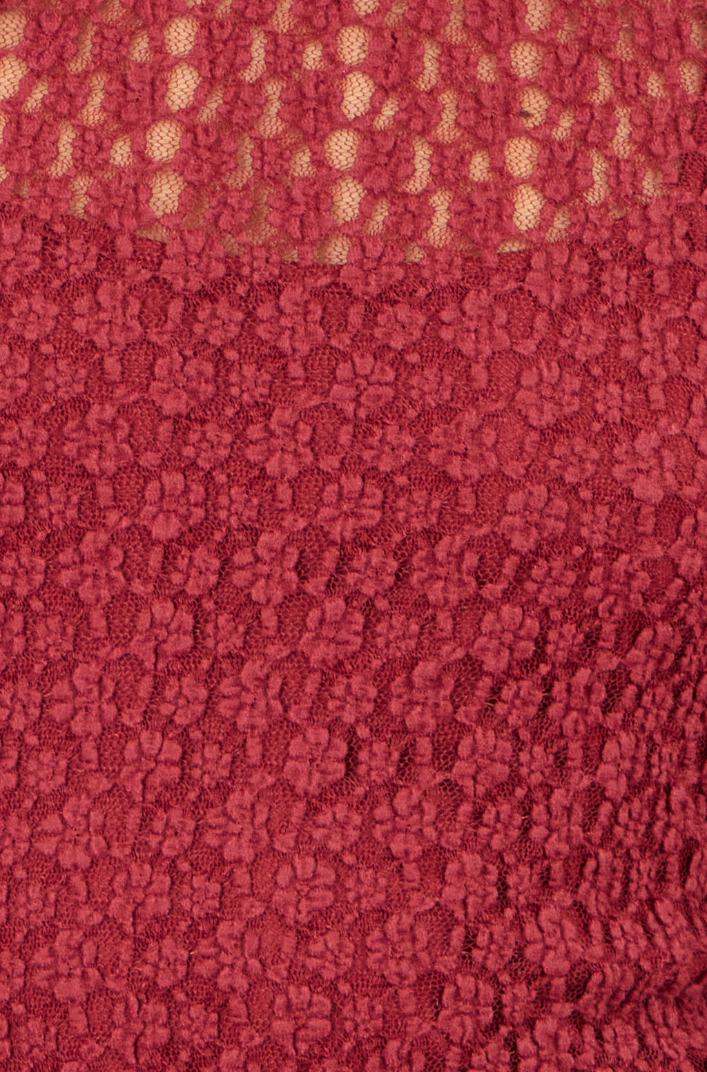 Yumi Burgundy High Neck Lace Midi Dress