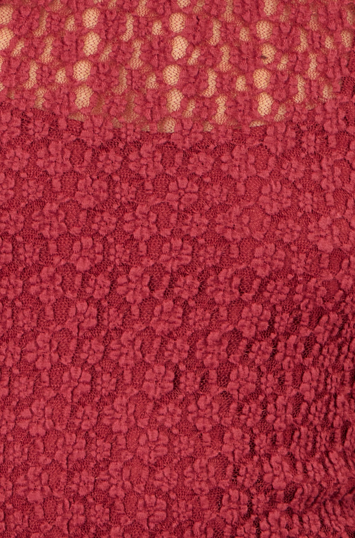 Yumi Burgundy High Neck Lace Midi Dress
