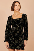 Yumi Black Cosmic Velvet Mini Skirt