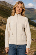 Yumi Oatmeal Zip Up Cardigan