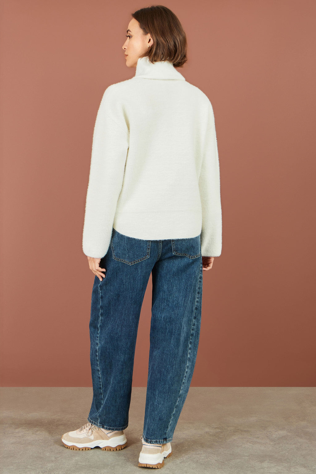 Yumi Ivory Eyelash Knit Jacket With Scarf